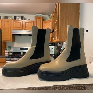 Vagabond Tara Platform cream leather calf-high Chelsea boots 37